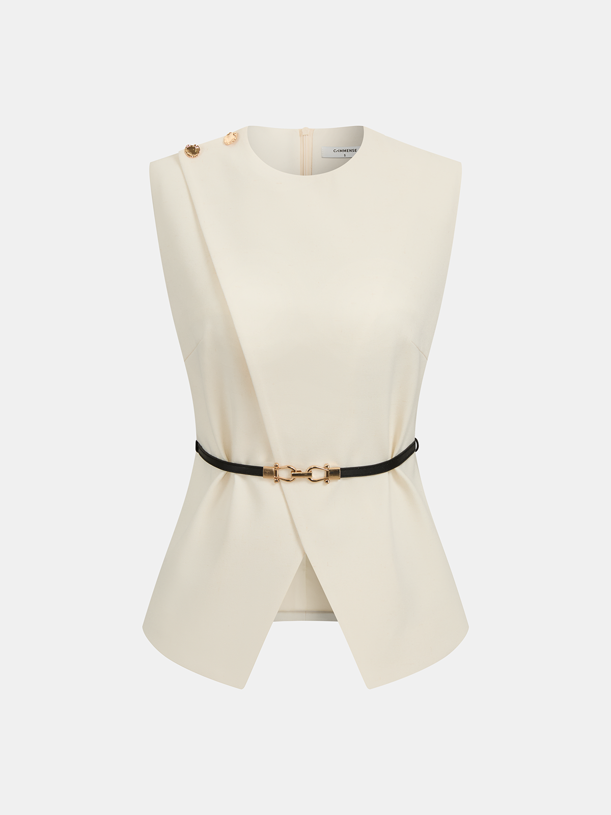 Sleeveless Belted Top & Pleated Pants Set with Improved Fit
