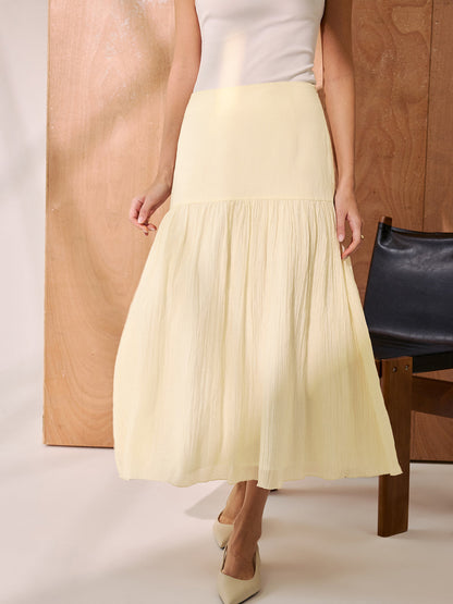 Pleated A-Line Midi Skirt
