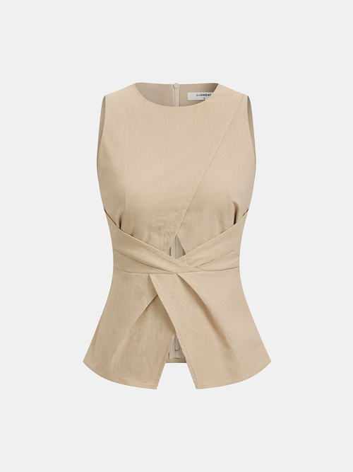 Sleeveless Cross Wrap Fitted Cotton Top