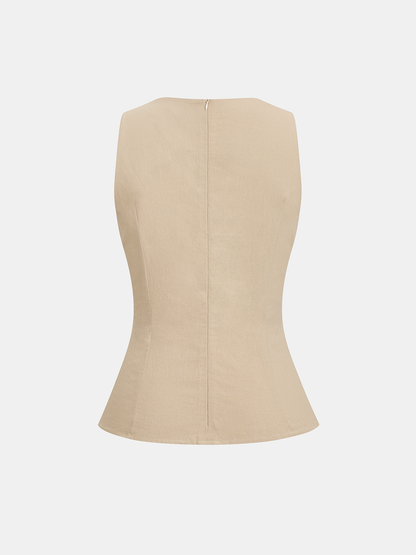 Sleeveless Cross Wrap Fitted Cotton Top