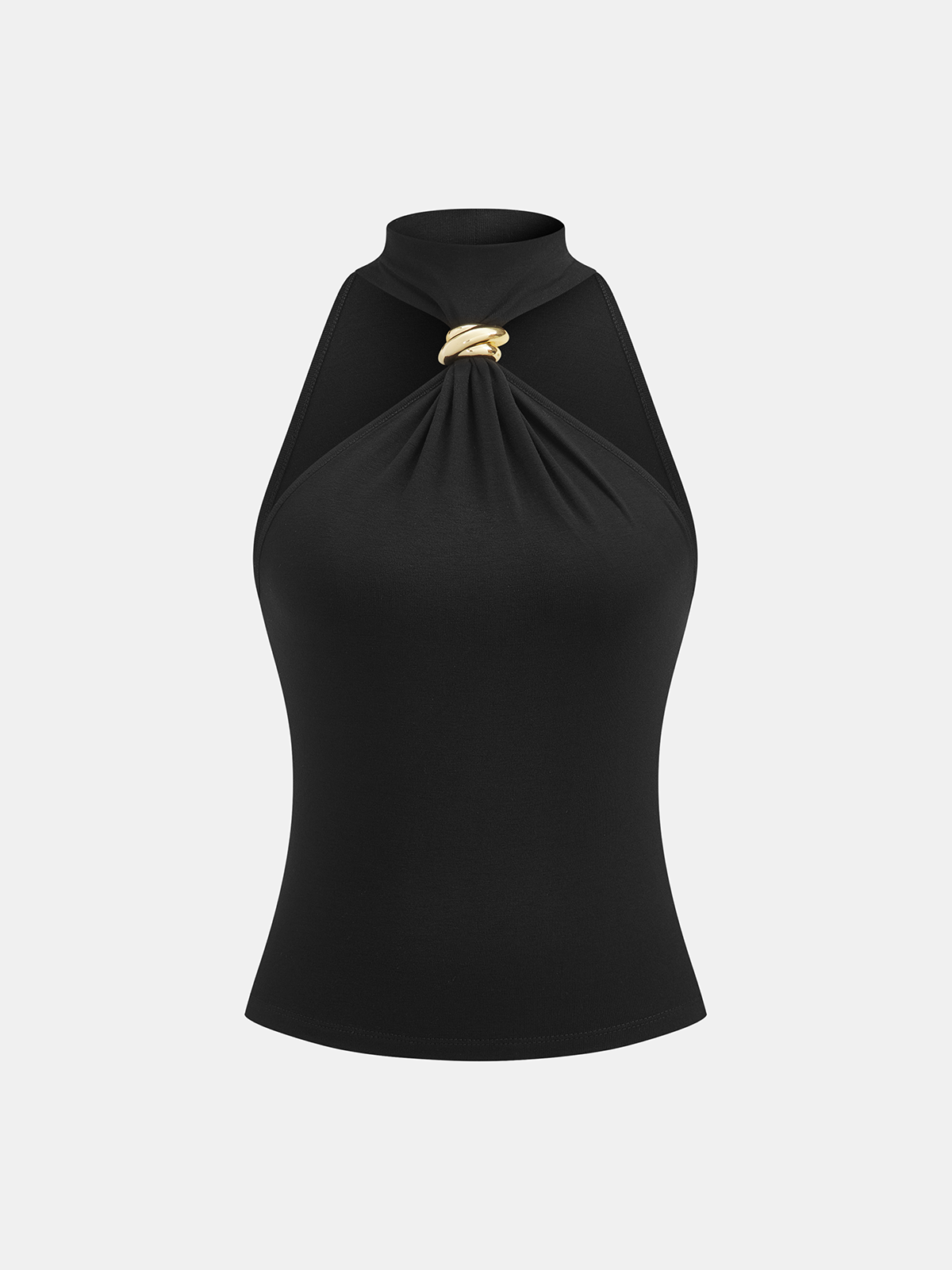 Metal Detail Halter Neck Fitted Top