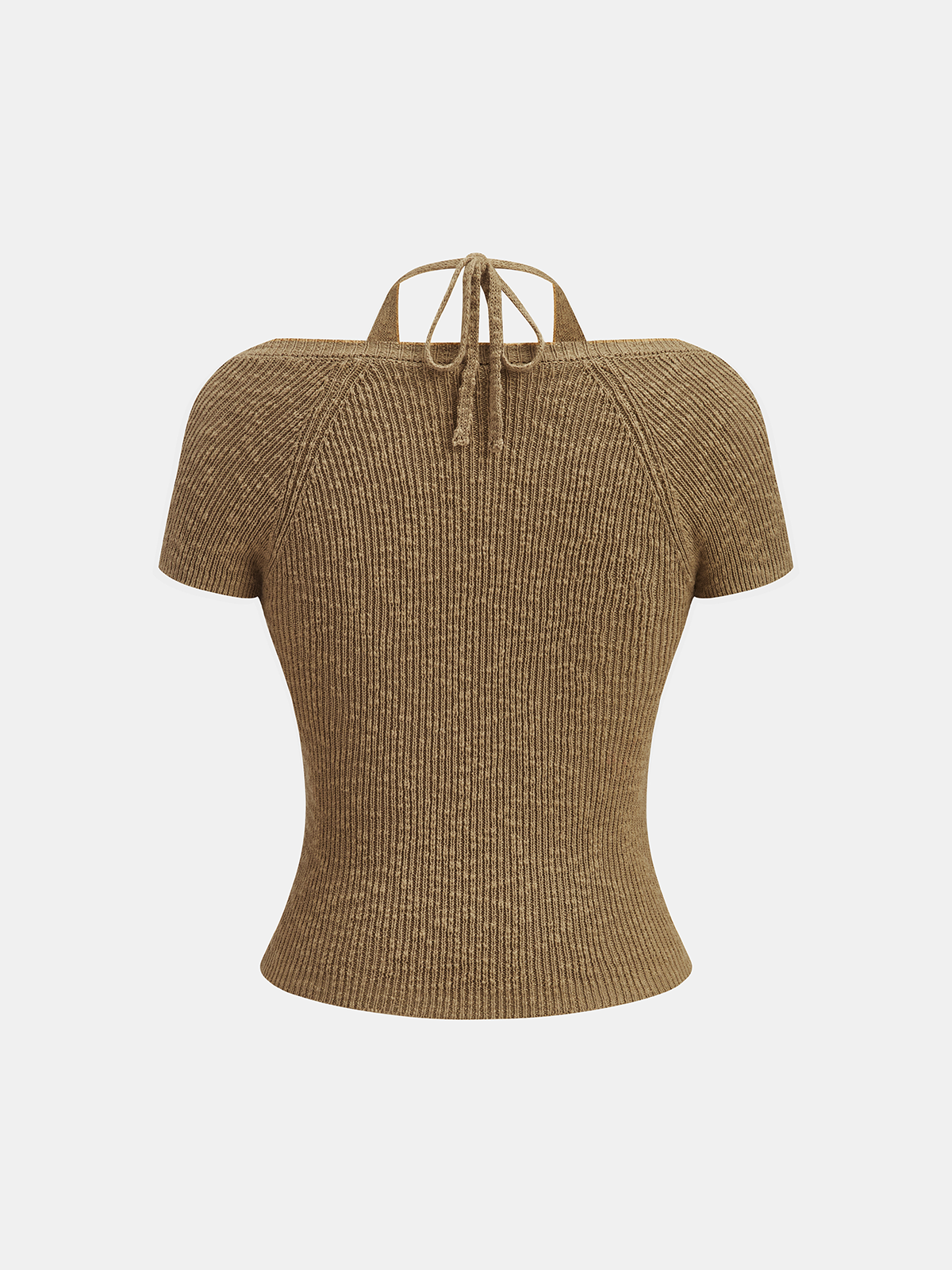 Halter Wrap Short Sleeve Knit Top