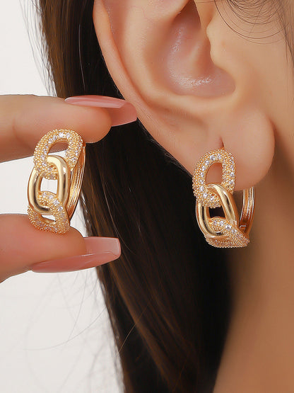 Interlocking Linked Zircon Hoop Earrings