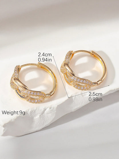 Interlocking Linked Zircon Hoop Earrings