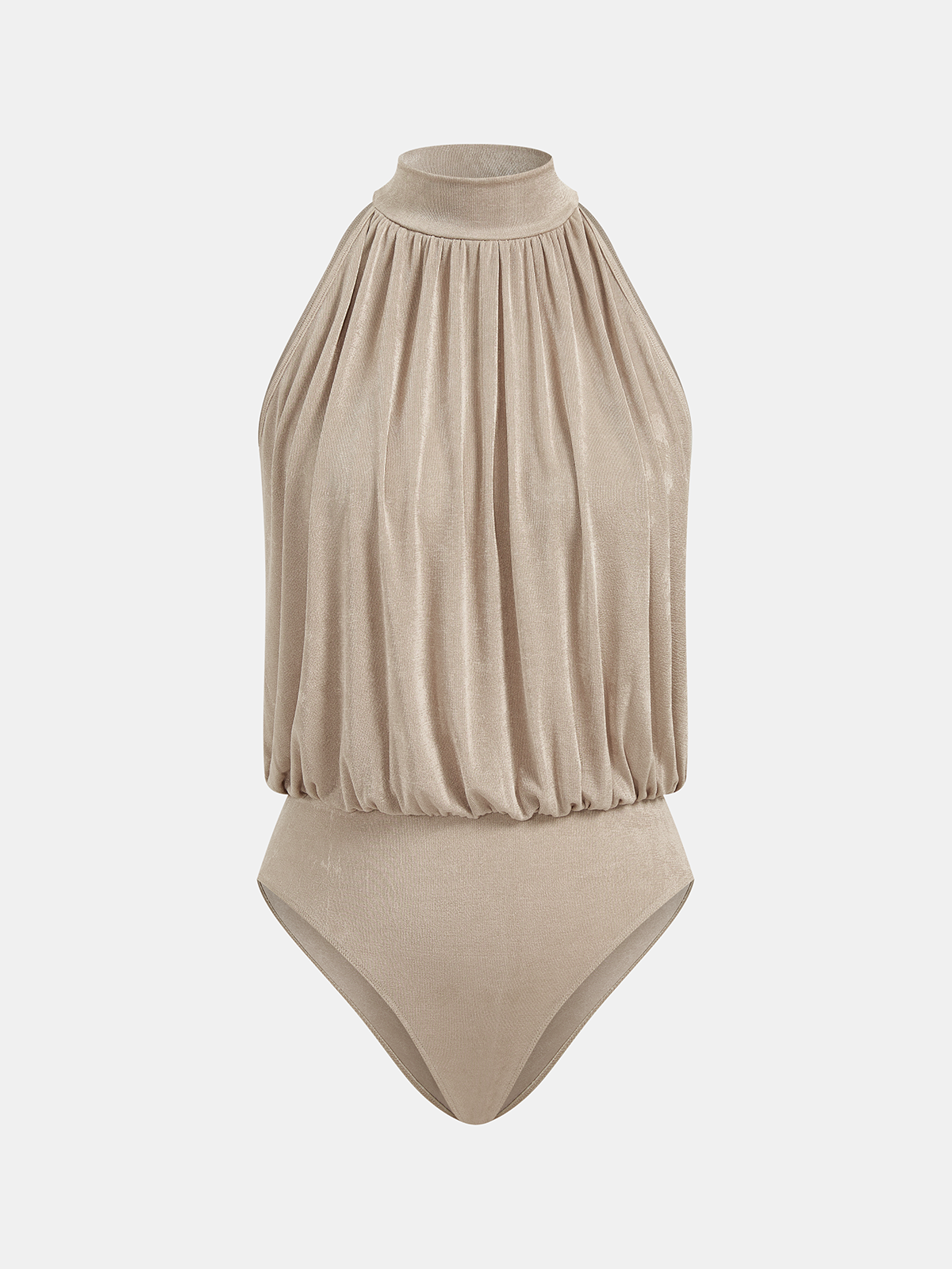 Mock Neck Sleeveless Ruched Bodysuit