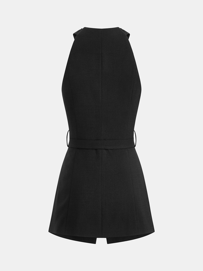 Cross Neck Belted Sleeveless Top