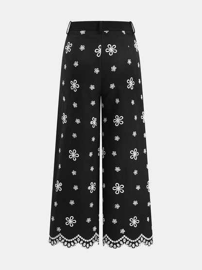 Embroidered Floral Cotton Top & Pants Set