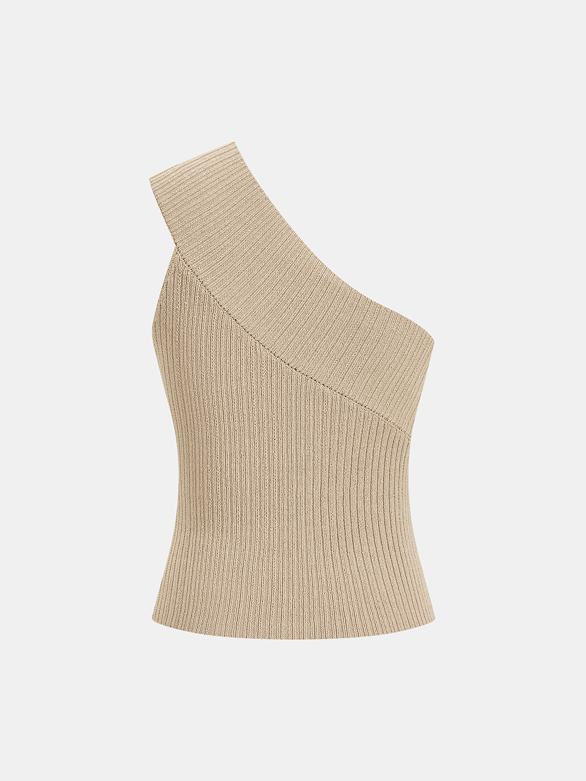 One Shoulder Ribbed Knit Tank Top