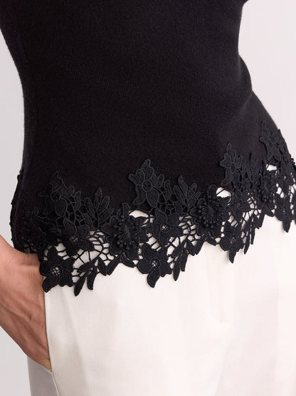 Sleeveless Lace Hem Knit Vest