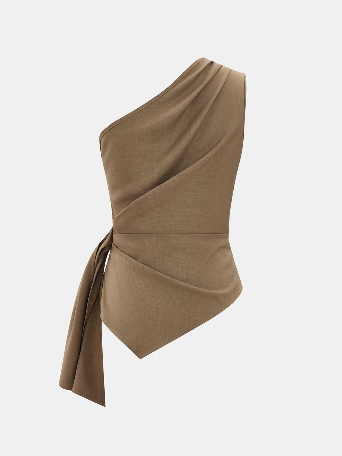 Asymmetric One Shoulder Tie Waist Tank Top