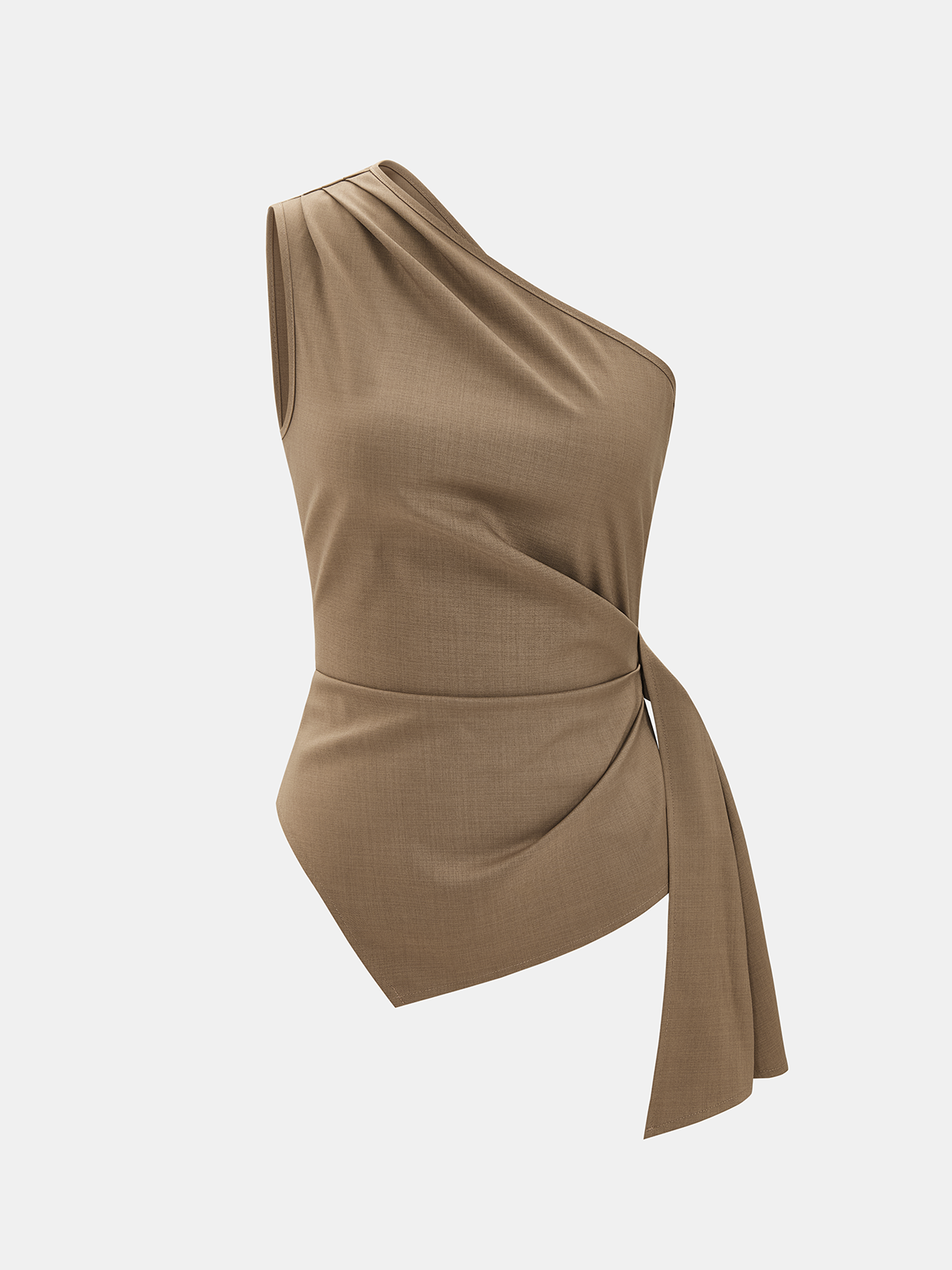 Asymmetric One Shoulder Tie Waist Tank Top