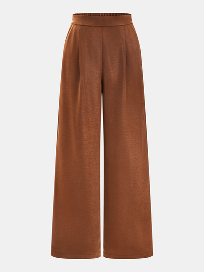 Satin Ruched Top & Wide Leg Pants Set