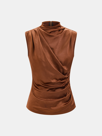 Satin Ruched Top & Wide Leg Pants Set