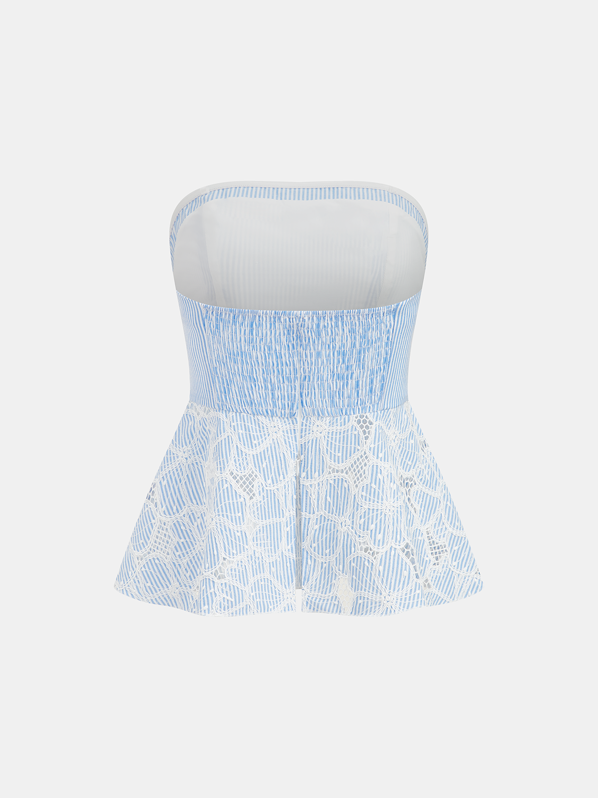 Lace Panel Striped Top & Midi Skirt Set