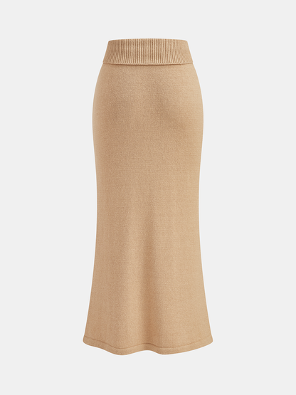 Asymmetrical Crop Knit Top & Midi Skirt Set