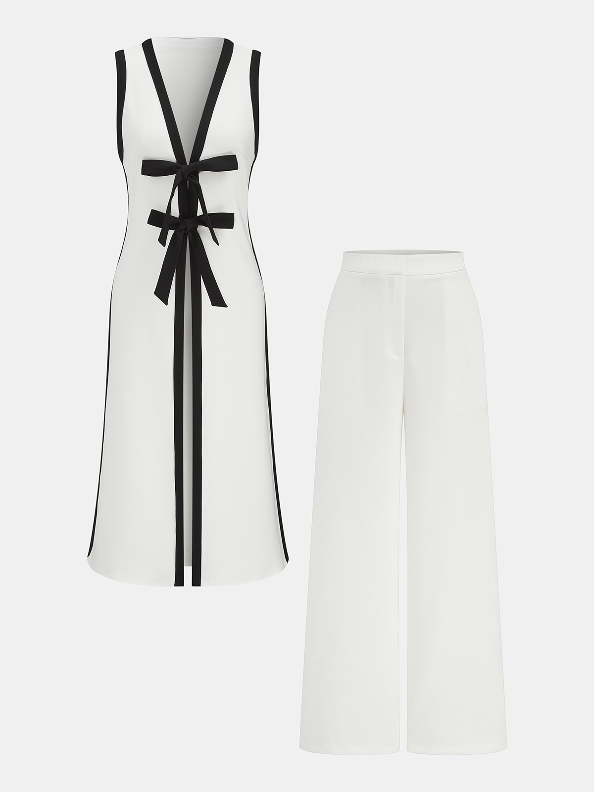 Bow Tie Longline Vest Coat & Pants Set