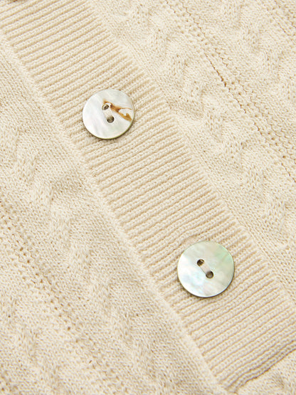 Cable Knit Sleeveless Henley Sweater Vest