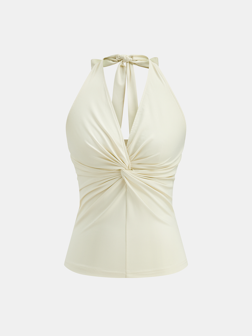 Twist-Front Halter Neck Top