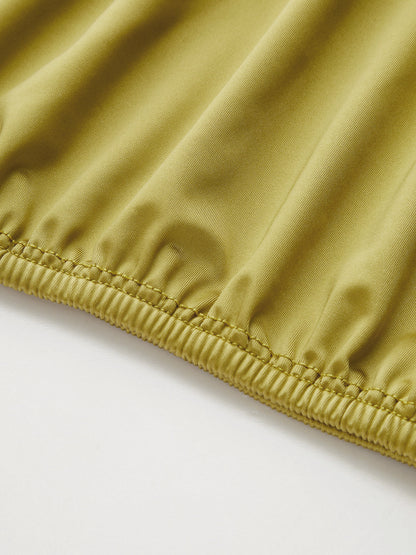 Tie-Neck One-Shoulder Satin Top