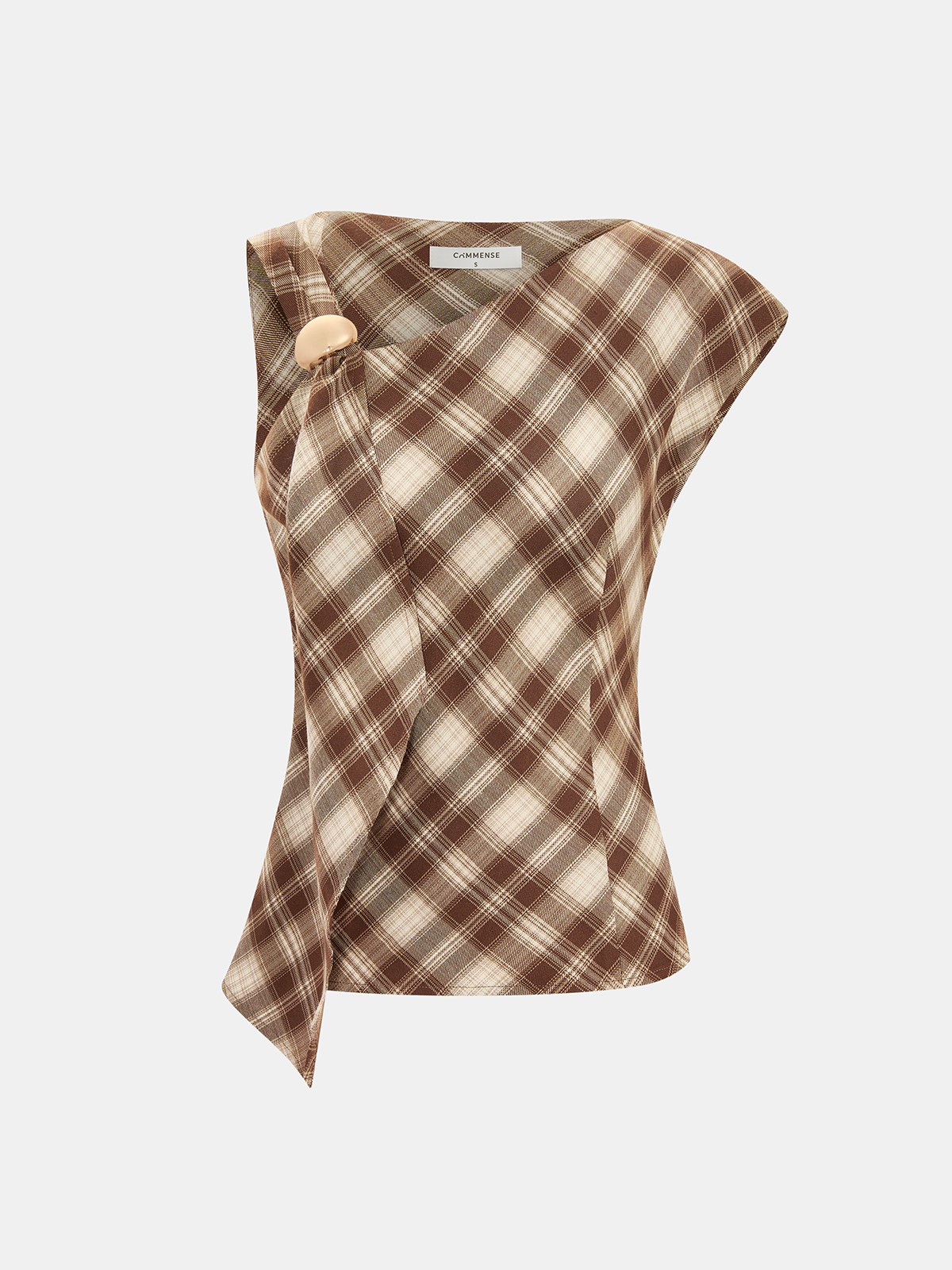 Plaid Asymmetric Top & Wrap Skirt Set