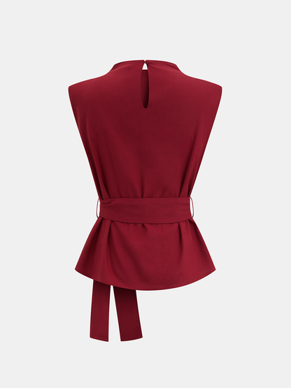 Belted Sleeveless Top & Wide Leg Pants Set