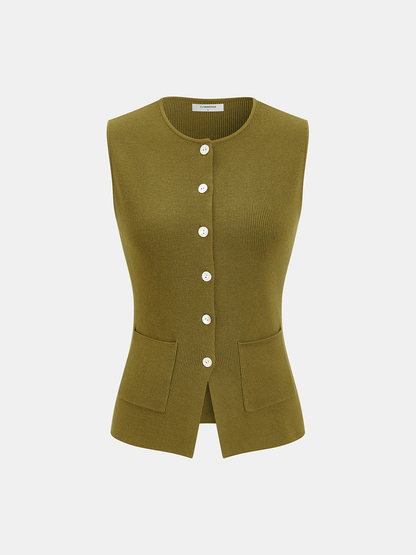 Knit Vest & Elastic Waistband Pants Set