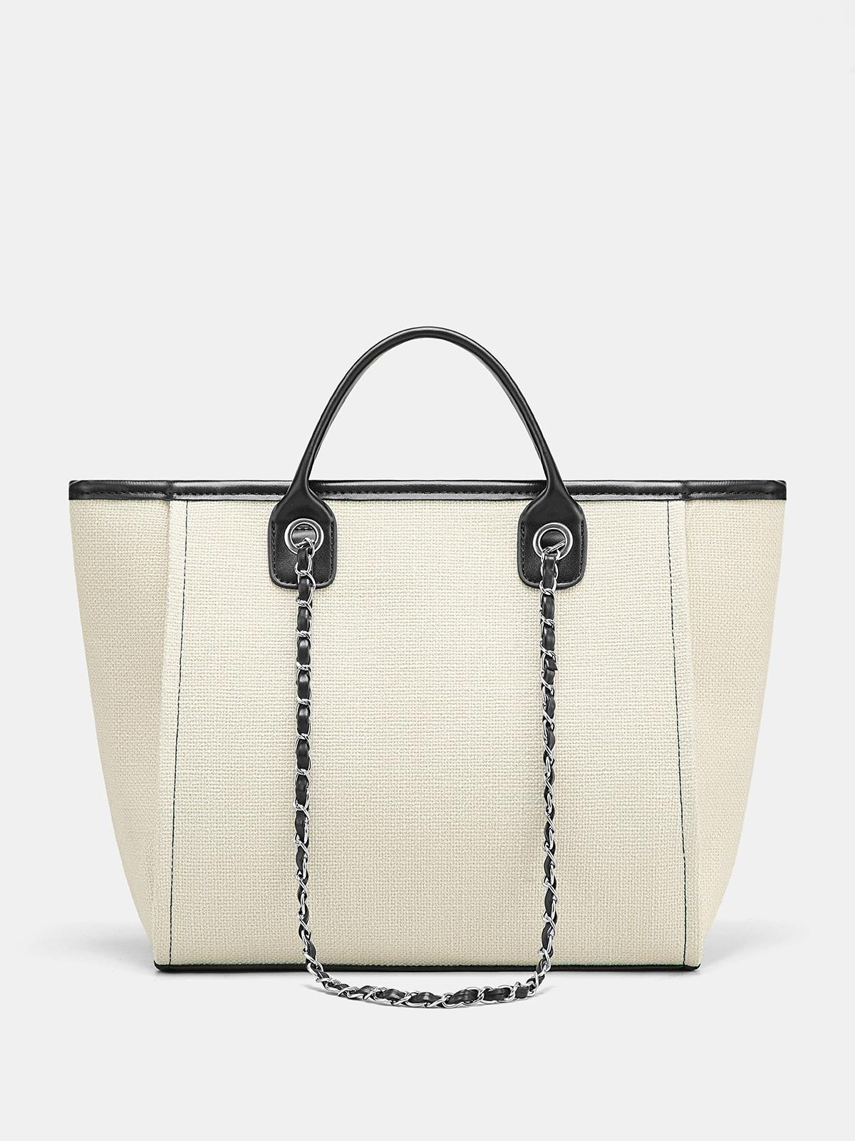 Chain Strap Canvas Tote Handbag