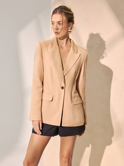 Lace Back Linen-Blend Blazer