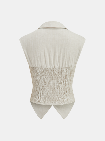Cotton Linen Sleeveless Top & Pleated Pants Set