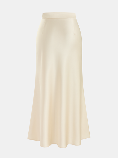 Satin Ruched Top & Midi Skirt Set