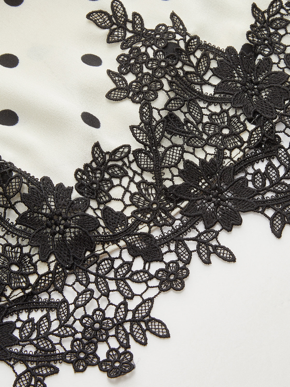 Polka Dot Ruched Lace Hem Sleeveless Blouse