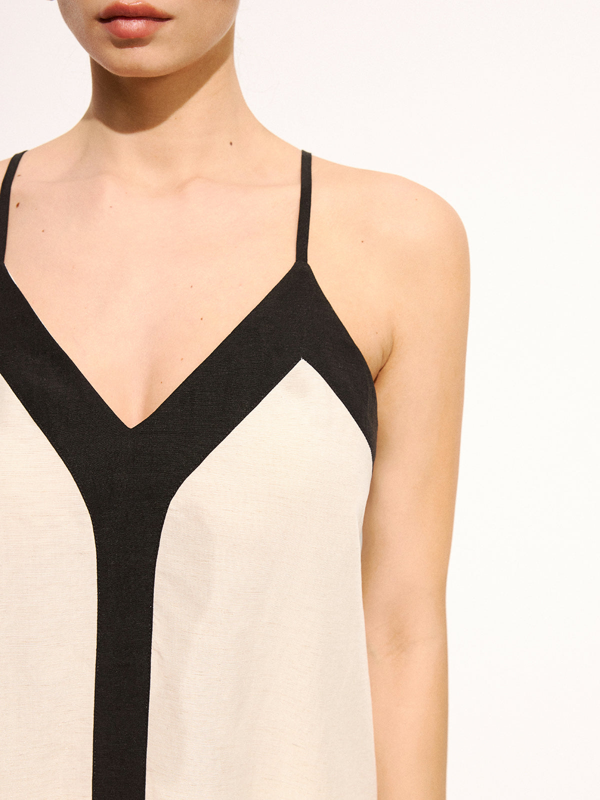 Cotton Linen Contrast Trim Cami Top & Pants Set