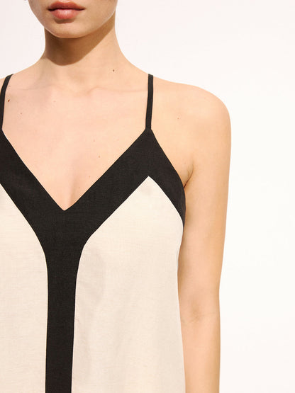 Cotton Linen Contrast Trim Cami Top & Pants Set