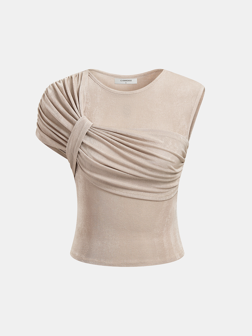 Asymmetrical Draped Ruched Top
