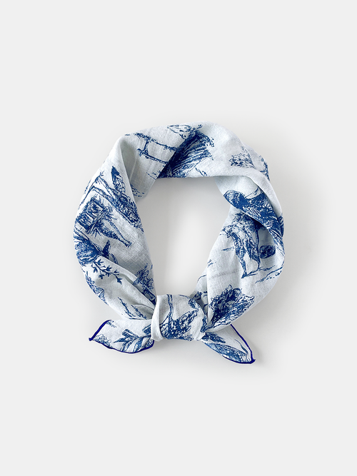 Toile Print Cotton Bandana Scarf