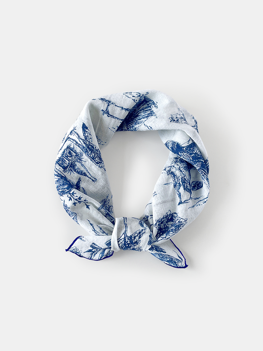 Toile Print Cotton Bandana Scarf