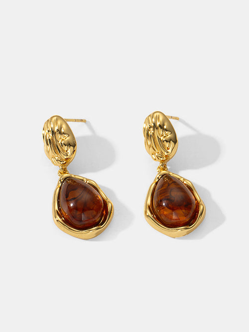 Textured Teardrop Gem Drop Earrings