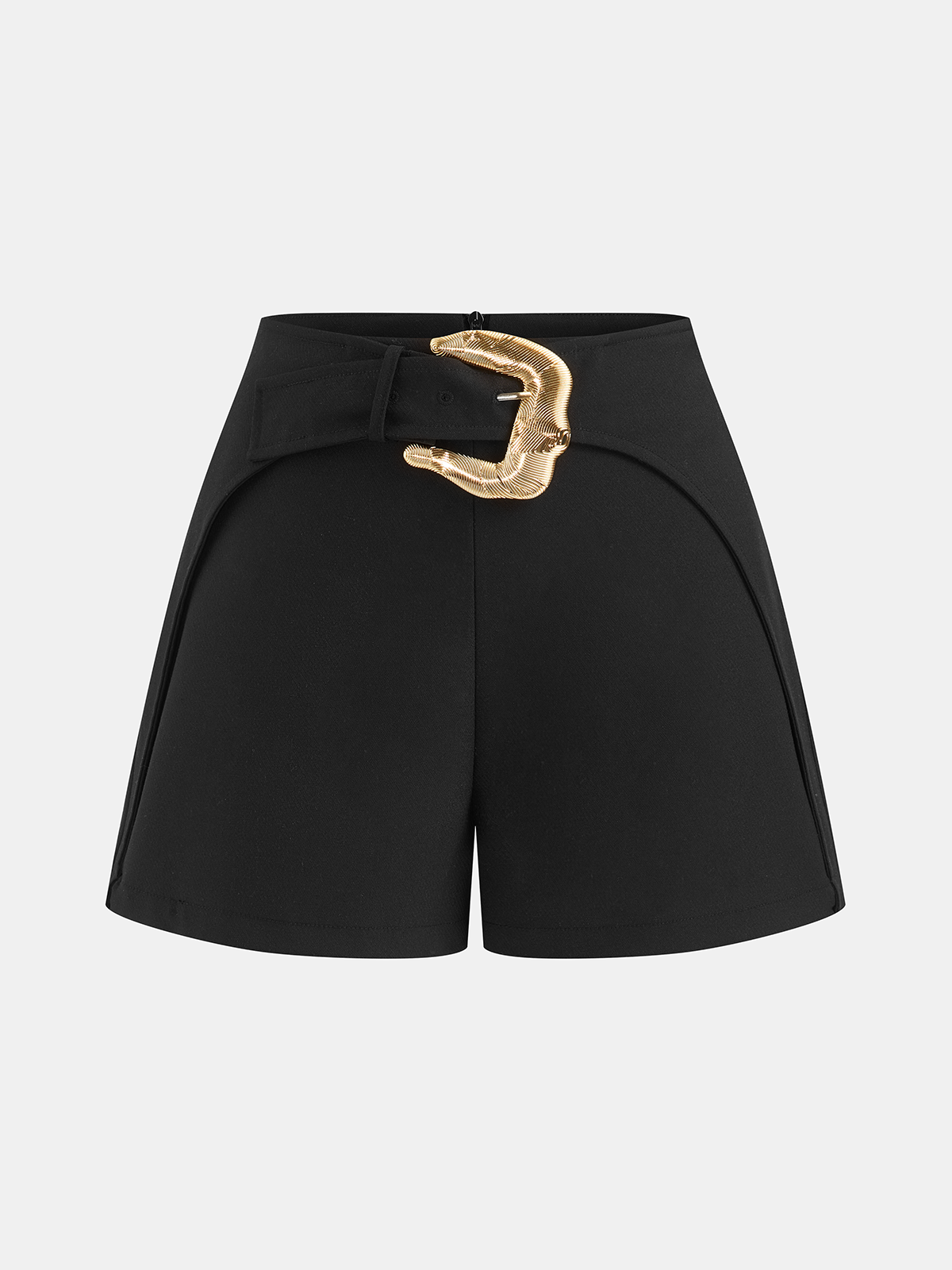 Linen-Blend Pleated Top & Buckle Shorts Set