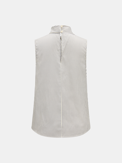 Sleeveless Striped High Neck Blouse