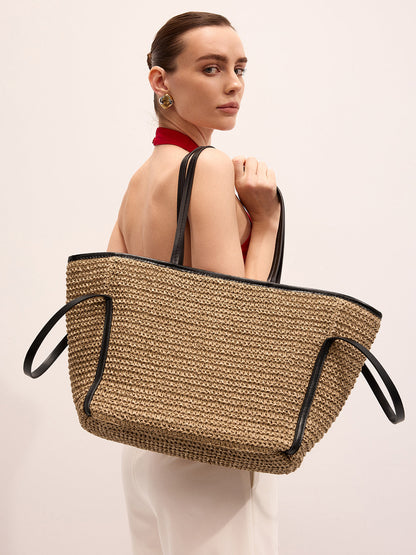 Large Straw Woven Tote Bag
