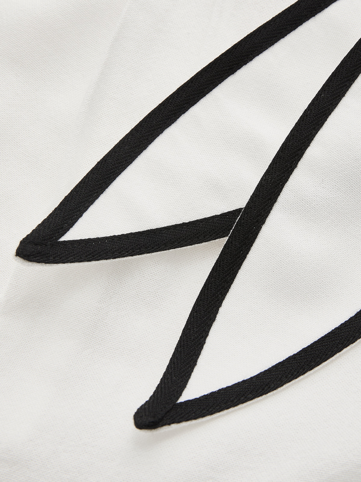 Contrast Trim Cotton Linen Tie-Waist Shorts
