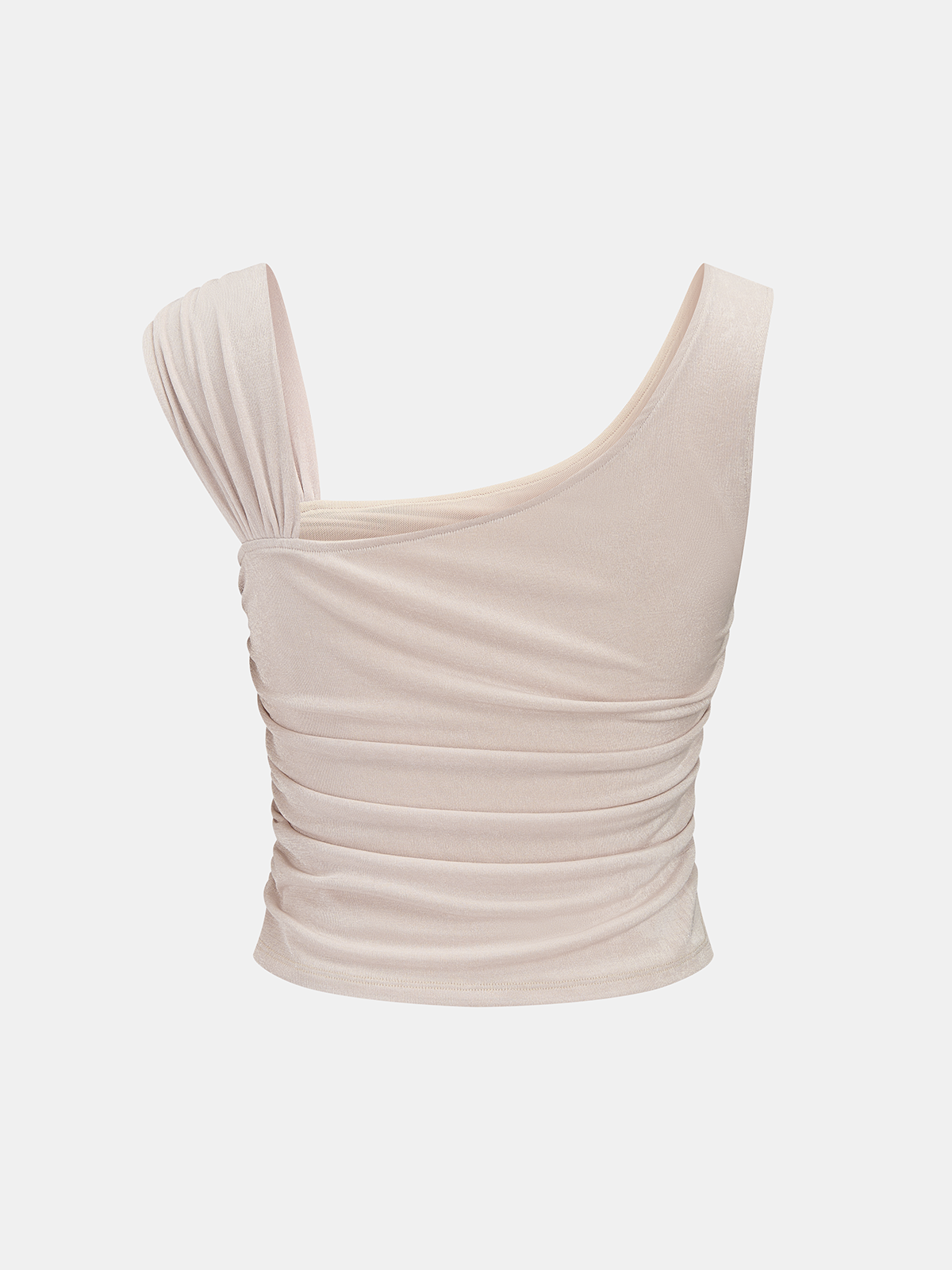 Asymmetric Neckline Ruched Tank Top