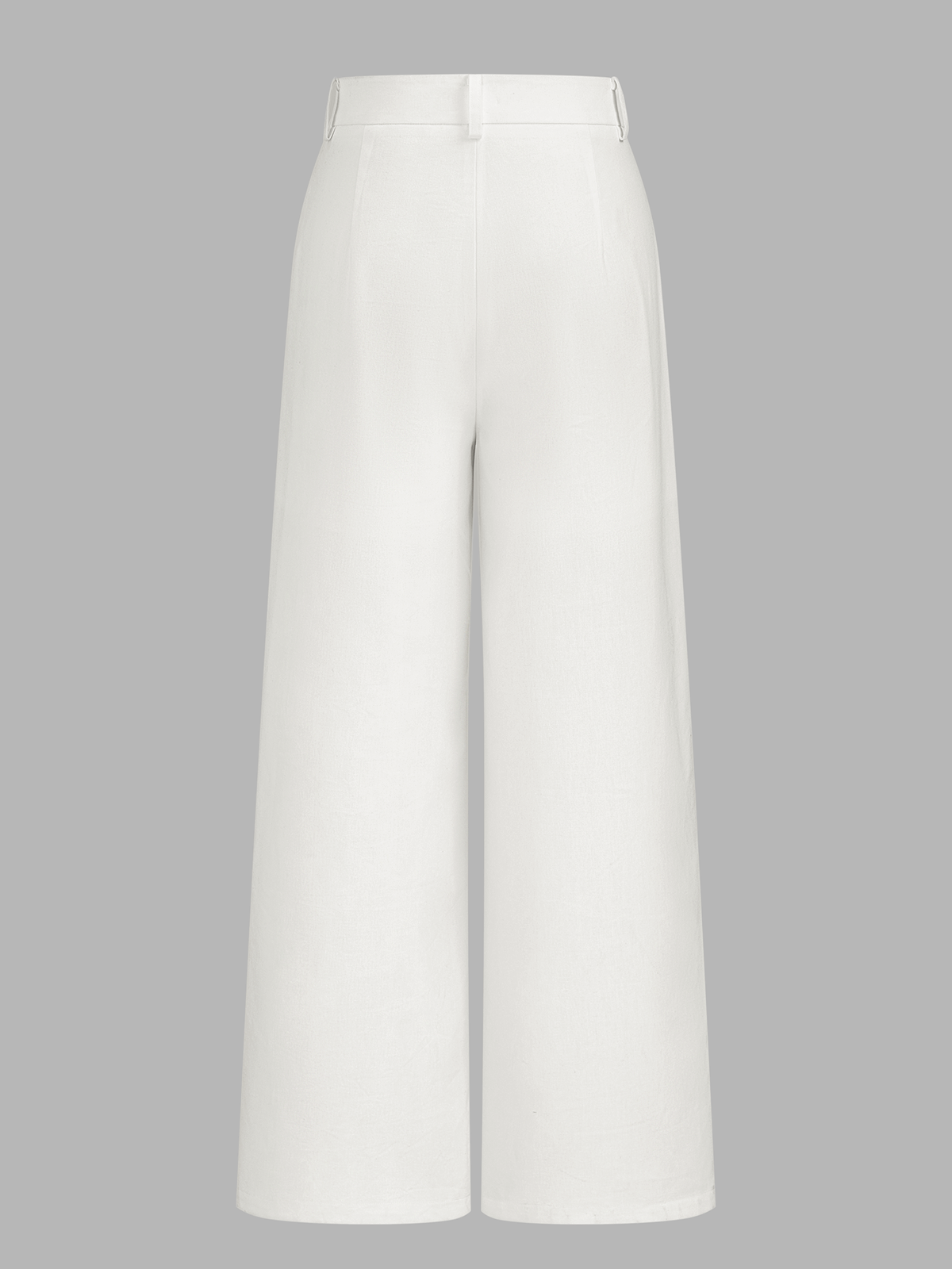 Linen Blend Mid-Waist Wide Leg Pants