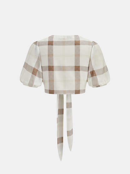 Plaid Tie-Front Crop Top & Maxi Skirt Set