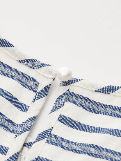 Striped Cotton Sleeveless Smocked Maxi Dress