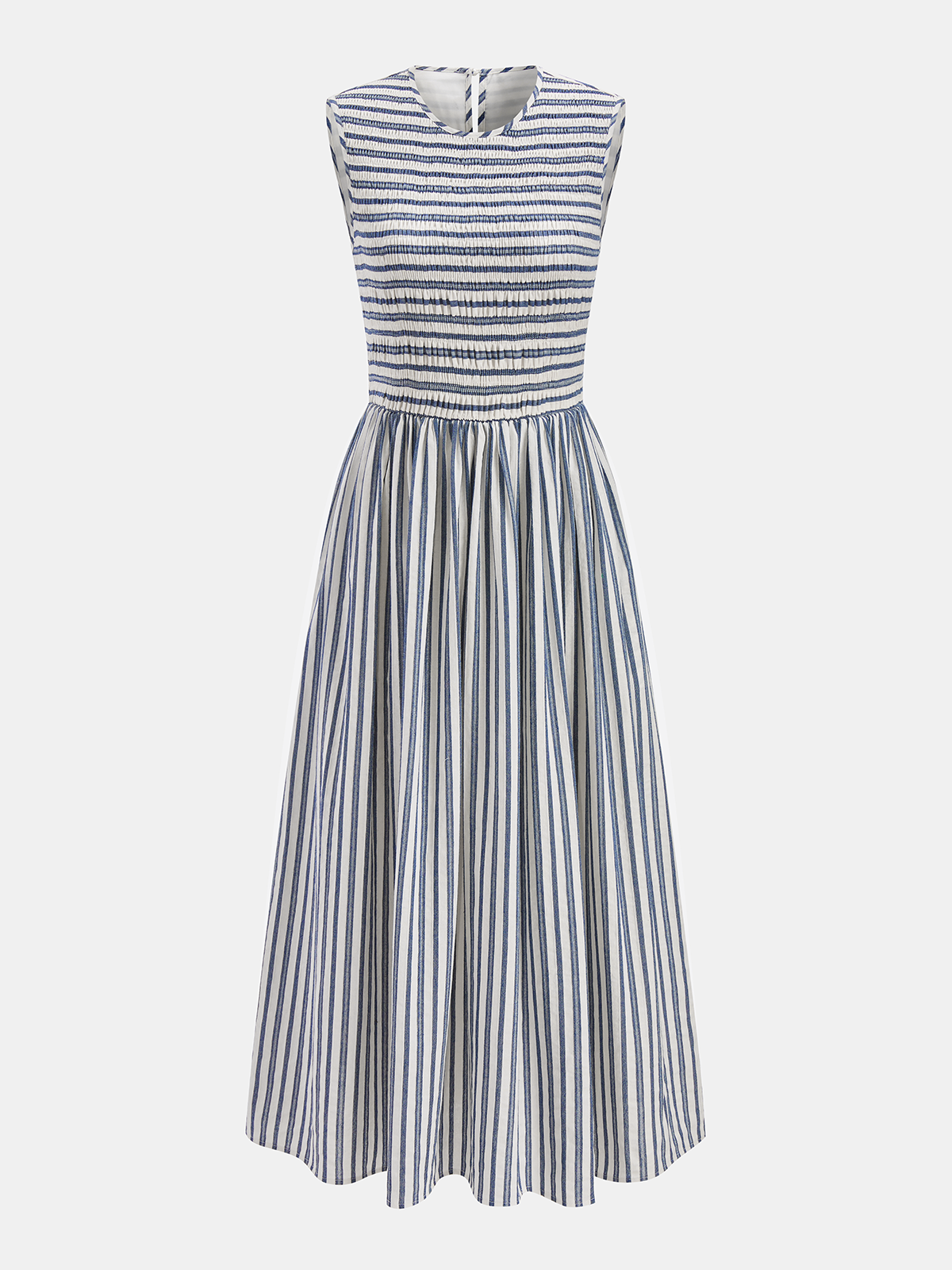 Striped Cotton Sleeveless Smocked Maxi Dress