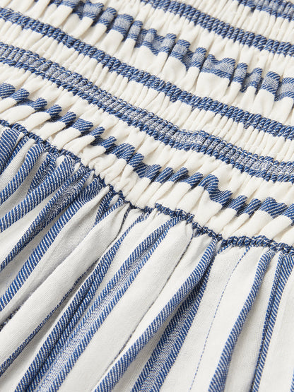 Striped Cotton Sleeveless Smocked Maxi Dress
