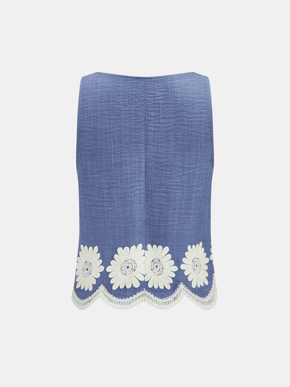 Daisy Embroidered Tank Top & Shorts Set
