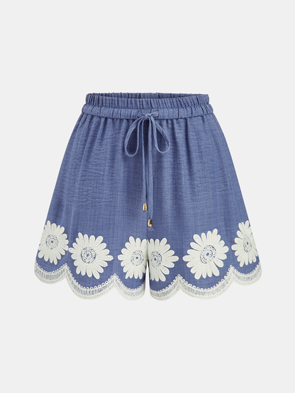 Daisy Embroidered Tank Top & Shorts Set