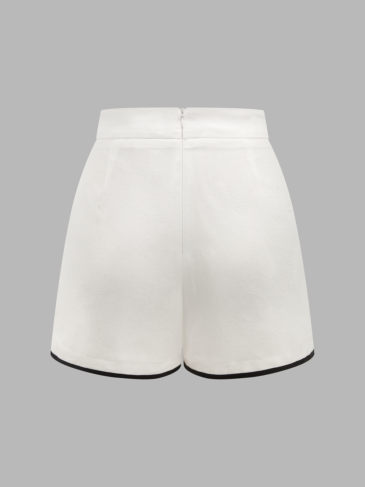 Contrast Trim Cotton Linen Tie-Waist Shorts